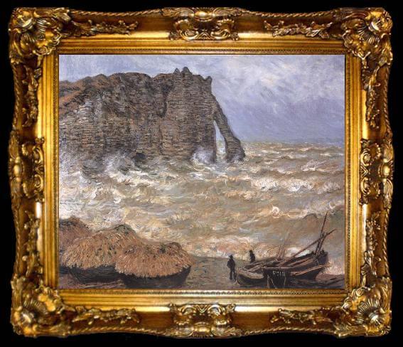 framed  Claude Monet Etretat,Rough Sea, ta009-2